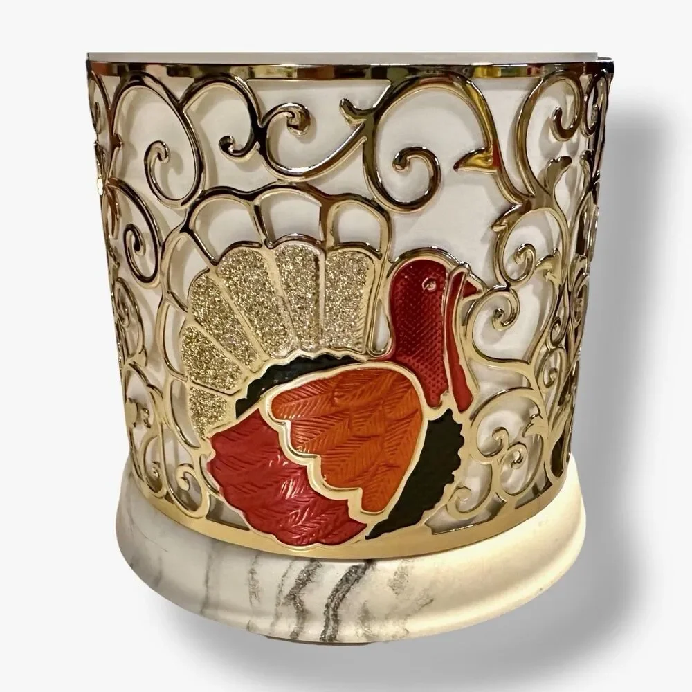 Bath & Body Works Turkey Candle Holder/Sleeve Thanksgiving 2021 Glitter & Marble